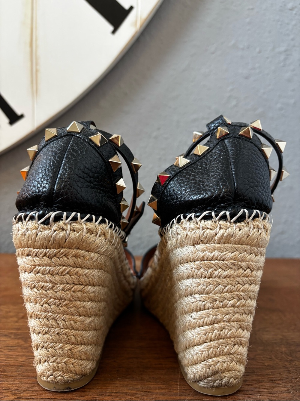 Valentino Garavani Rock Stud Leather Wedge Sandals 37(7) Price is firm - Picture 7 of 13